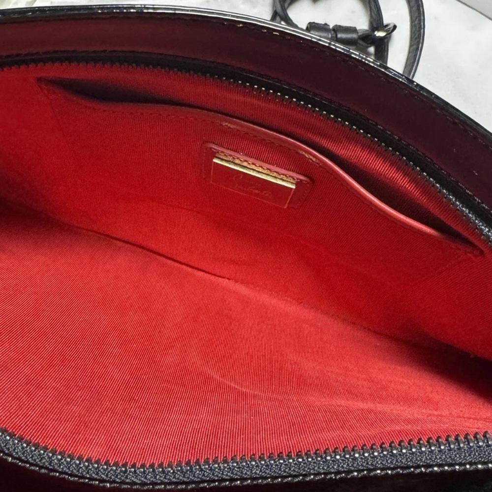 Christian Louboutin Crossbody Spiked Heart Patent Leather Ruby Posh Clutch Bag - Picture 15 of 16